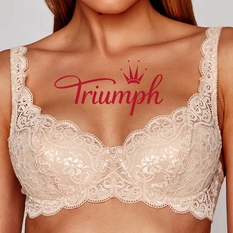 Triumph® 4 pezzi.✨💝Comodo reggiseno in pizzo con ricami floreali, taglie forti [75A-120F]