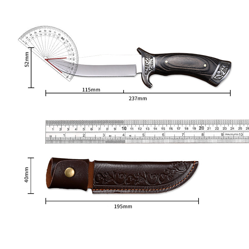 Coltello goffrato ad alta durezza (bellissimo fodero in pelle)