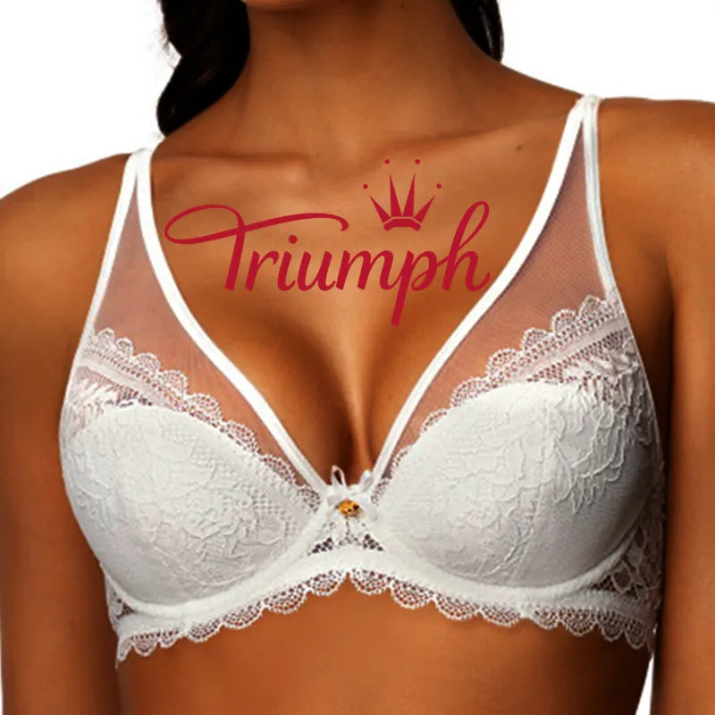 Triumph® 4 pezzi 💖 50% di sconto ✨ Nuovo modello 2024 reggiseno push-up sexy in pizzo con coppe grandi
